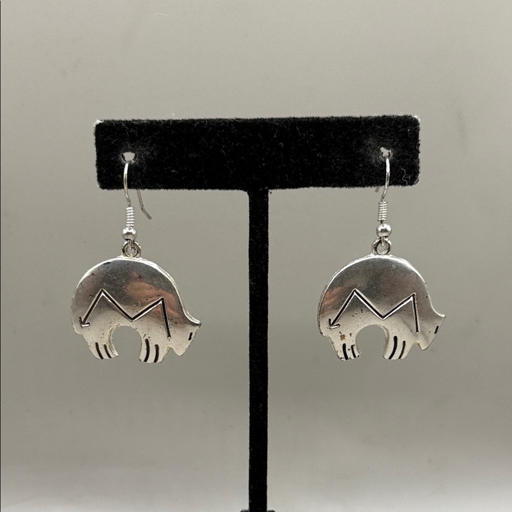 Vintage Silver Bear Dangle Drop Native American S… - image 1